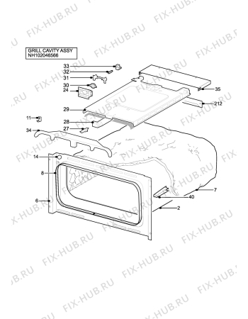 Взрыв-схема плиты (духовки) Electrolux EOG900BL - Схема узла H10 Grill cavity assy